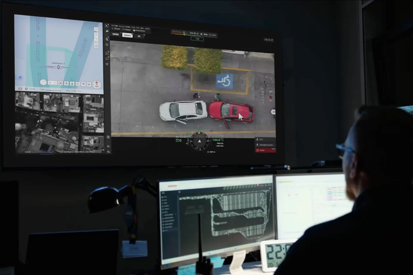 Control observes the dock responding to a car accident