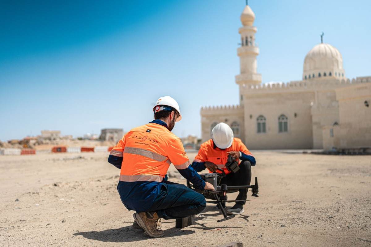 Drone Ops team performing flight checks